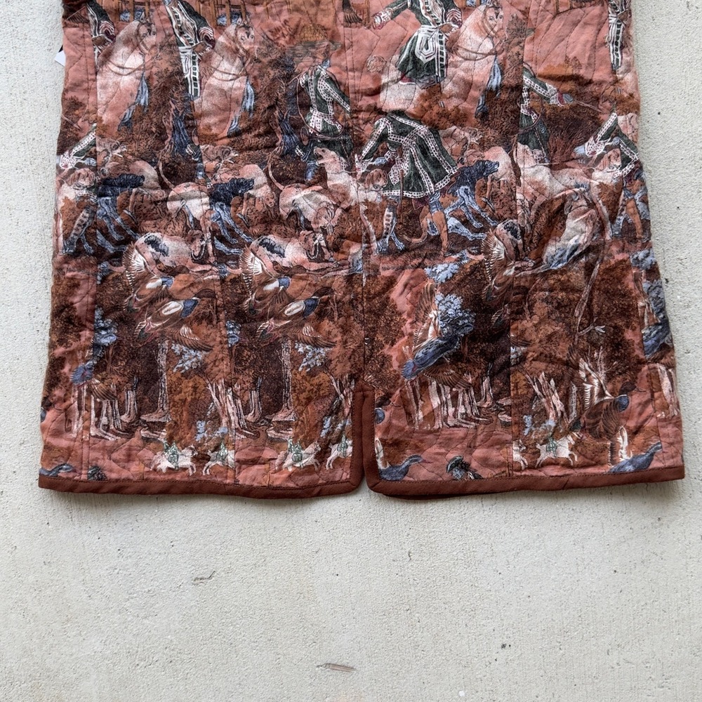 Vintage A.C. Camarlinghi Quilted Hunting Toile Vest Men's S Brown Italy Western - Picture 8 of 8